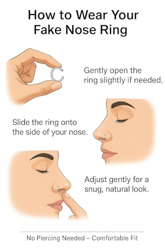 Fake Nasenring 24G – Clip-On Nasenschmuck aus 925 Sterling Silber – Kein Piercing nötig – Dünner Faux Ring für Frauen – Handgemacht – fake nose piercing ohne Loch
