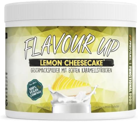 Geschmackspulver Lemon Cheesecake 250 g - Flavour Up | Leckerer Geschmack und Süße - Nur 11 kcal Pro Portion - Vielseitig Einsetzbar für Lebensmittel & Getränke - Flavour Powder