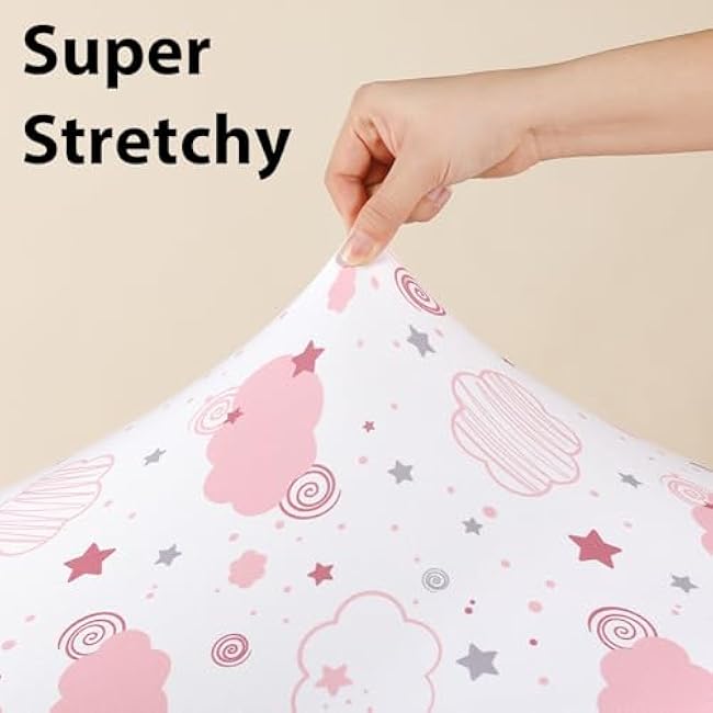 Baby Crib Sheets Girl, 3 Pack Toddler Bed Sheets Fitted for 52¡±x28¡± Standard Crib and Toddler Mattresses, Super Soft Microfiber Pink Rainbow