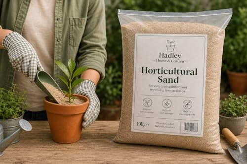 Hadley Home & Garden Horticultural Sand Naturally Sourced Improves Lawn Drainage Ideal for Planting & Pots 10kg