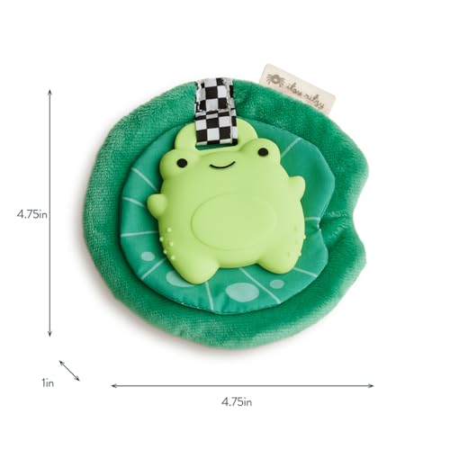 Image of Itzy Ritzy Crinkle Teether Toy - Silicone Frog Teething Toy with Crinkly Lilypad & Plush Velour Layer - Features Multiple Textures for Teething Relief - Designed for Ages 3 Months and Up (Frog)