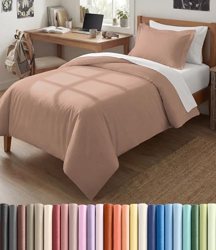 Image of Duvet Cover Twin /Twin XL Size Set - Extra Soft Twin /Twin XL Duvet Cover 68 inch x 90 inch with 1 Pillow Sham for Women, Men, Kids & Teens - Comfy, Easy-Care & Fade Free with Zipper Closures and Ties (Mauve)