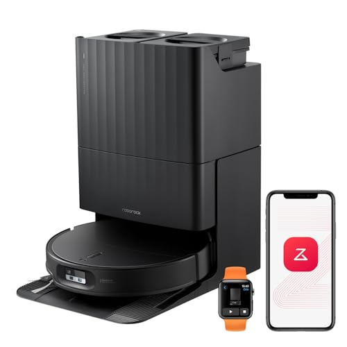 roborock Qrevo Edge 2 Saugroboter mit Wischfunktion & Hebarem Wischmopp 25.000 Pa Anti-Tangle ultraflach 7 98 cm 80 C Heißwasser-Moppwäsche FlexiArm-Technologie AI-Hinderniserkennung(Schwarz)