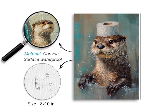 Image of Frimeeme Otter Bathroom Wall Art Prints Set of 4, 8 x 10 inches