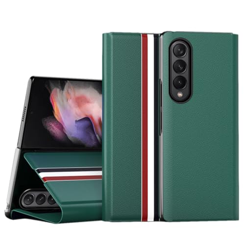 Étui portefeuille pour Samsung Galaxy Z Fold3 vert en cuir avec support