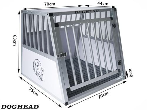Doghead Alu Hundetransportbox 70x75x63 Comfort Reisebox Hundebox Transportbox Hundegitter Autobox