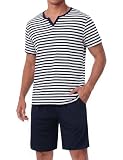 Pijama de algodón de dos piezas: El conjunto de pijama Bresdk de manga corta, confeccionado en algodón transpirable, ofrece una comodidad excepcional. Ideal para una noche de descanso, una velada acogedora o simplemente para relajarse en casa.