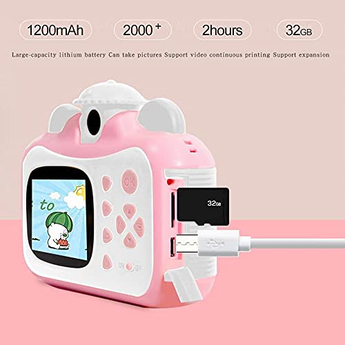 Câmeras de impressão instantânea de 32GB para crianças, tela de 2,4 polegadas, 1080p, gravação de ví