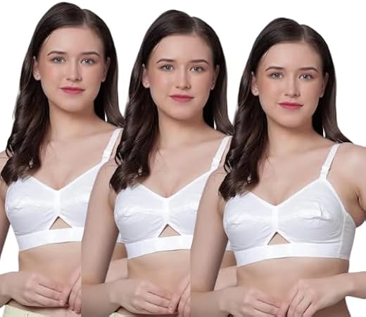 The Cotton Women’s White Cotton Non-Padded Full Coverage Bra | Wirefree Everyday Comfort Bra | Adjustable Straps | Soft Br...