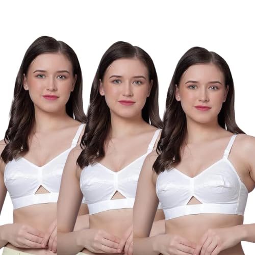 The Cotton Women’s White Cotton Non-Padded Full Coverage Bra | Wirefree Everyday Comfort Bra | Adjustable Straps | Soft Br...