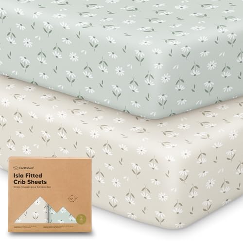 Image of KeaBabies 2-Pack Baby Crib Sheets for Boys, Girls - 52x28 Viscose Derived from Bamboo Toddler Bed Sheets Neutral, Fitted Crib Mattress Cover for Standard Baby Bedding, Soft & Cozy (Daisies)