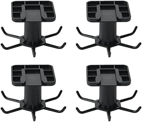Under Cabinet Kitchen Hooks, 360° Rotating Hook with 6 Claws, Nail Free Adhesive Kitchen Utensils Hanging Hooks Utensil Rack for Kitchen Utensils,Tools,Towel(Pack of 4, Black)