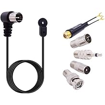 Fancasee Universal FM Antenna 75 Ohm F Male Push On Plug Coax Coaxial Cable Antenna with PAL 3.5mm BNC Jack Connector & 75 to 300 Ohm Adapter FM Radio Antenna for Home AV Stereo Receiver Indoor