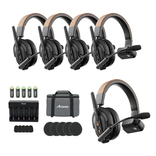 Accsoon Como SE Wireless Intercom Headset System Full-Duplex 2.4GHZ 1312FT Range 30H, 5 Person Team Communication Headset Intercom with Noise Cancellation for Filming Shoot Live Show Stage