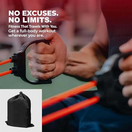 Image of LEAFED Resistance Band with Double Toning Tube for Workout | Heavy Duty Exercise Band with Solid Compound Handles for Strength Training, Muscle Toning, Home Fitness & Full Body Workouts (Multi Color)