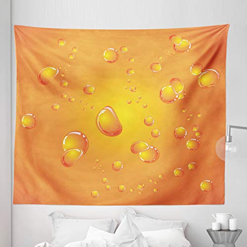 Lunarable Burnt Orange Tapestry King Size, Glossy Bubbles on Close