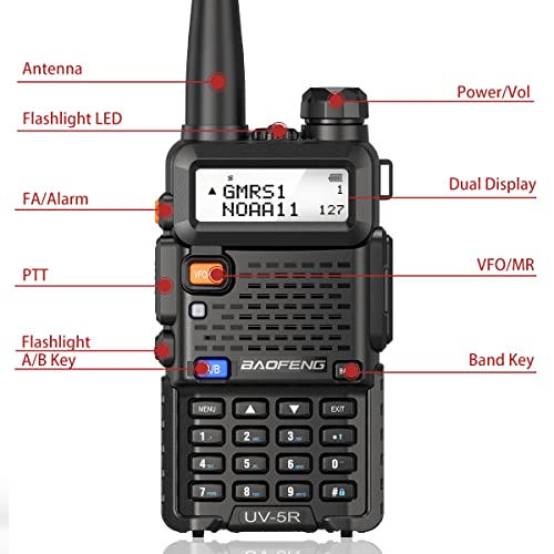 Baofeng Uv-5R Gmrs Radio Long Range Walkie Talkies Rechargeable, Baofeng Gmrs Radio Handheld Two Way Radio,Gmrs Repeater Capable,Noaa Weather Radio Walkie Talkie For Adults #TOP2