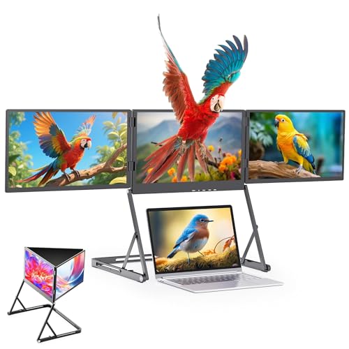 Image of 15.6'' Laptop Screen Extender Monitor Portable, Quad Monitor, Just 1 Cable for 3 Screens, FHD 1080P IPS Laptop Extender Compatible with Wins /Mac for 13.6 inch - 17.3 inch Laptops