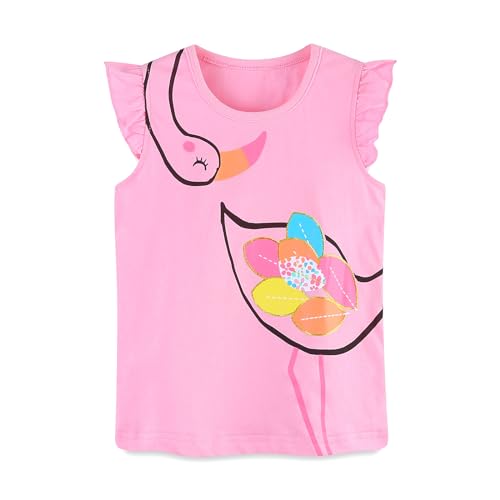 Image of Toddler Girls Short Sleeve Cotton Graphic T-Shirt Tops Casual Clothes 3 Pack Size 2-7Y