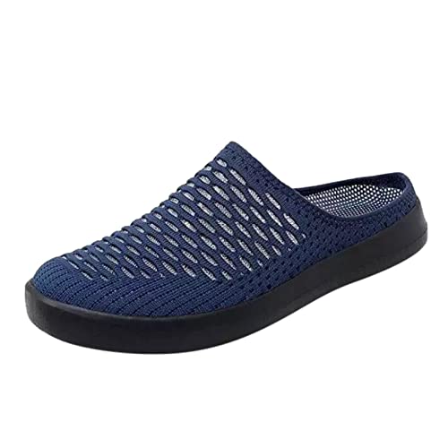 Zapatillas sin espalda para mujer, zapatos para caminar, zapatillas de verano suaves para exteriores, zuecos casuales de malla de punto transpirable, Blue, 40 EU
