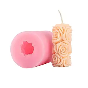 Rose Candle Mold - MoldFun Cylinder Rose Flower Silicone Mold for Handmade Soap, Bath Bomb, Lotion bar, Crayon, Wax, Plaster of Paris, Polymer clay