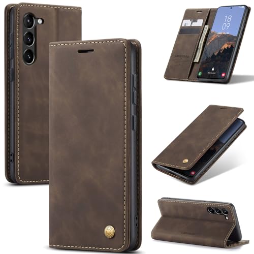 UEEBAI Funda tipo cartera para Samsung Galaxy S24, funda de piel sintética de alta calidad, estilo vintage, mate, con tapa, ranuras para tarjetas, cierre magnético, función de soporte, a prueba de