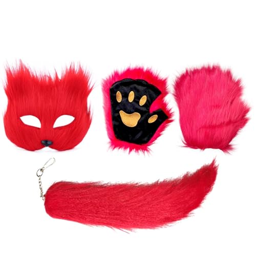 Masque d'Halloween d'animal avec queue et gants pour déguisement de mascarade