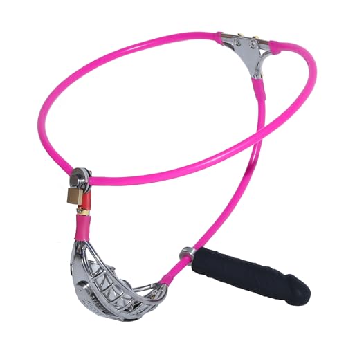RUPIPI Male Strict Chastity Belt Unoticeable Chastity Underwear for Men Restraining Bongdage with Removable Anal Plugs Male Bandage Pants Slave Tool (Small, Pink)