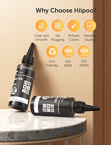 Hiipoo Sublimation Ink Refilled Bottles with Heat Tape Refill for ET2400 XP4105 XP4100 ET2720 ET2760 ET2750 ET4800 ET-2800 ET-2803 ET-2850 Inkjet Printers Heat Press Transfer on Mugs T-Shirts(4bk)