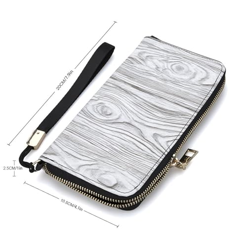 White Wood Texture Vintage PU Leather Clutch Long Bifold Wallet, Coin Purse Credit Pass Case, Durable Card-Holder Money Storage for Women Men2