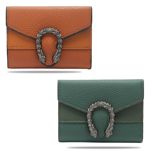 Image of Kraptick Women s Wallet Stylish Compact Purse Clutch with Card & Coin Holder Debit Card Organizer, Travel Wallet & Money Organizer for Women with 8 Card Slots (Brown & Green) (Combo of 2)