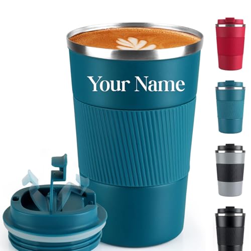 Image of Personalized Glass Sipper Tumbler with Leather Sleeve, Lid & Straw | Reusable Coffee, Tea, Milk & Juice Mug |Leakproof Gift Cup for Kids & Adults - 435ml (Blue)