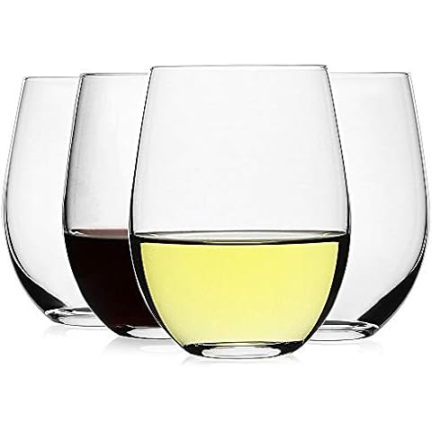 LUXU Stemless Wine Glasses(Set of 4)-20 oz,Crystal Wine Cups for Red or White Wine,Large Water Juice Glasses,No Stem Glass Beverage Cups,Clear Drinking Tumblers for Any Occasion Cover