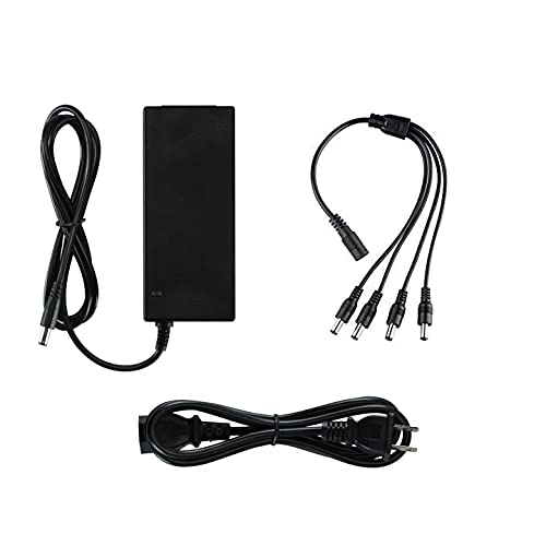 Ares Vision 4 AMP 12v DC Power Supply Adapter Plus 4 ch Splitter Bundle for CCTV & LED (4 AMP / 4CH)