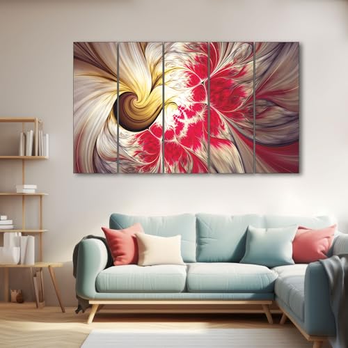 Image of The Castle Decor Abstract Art Multiple Frames Wall Painting for Living Room, Bedroom, and Hotels - Wooden Framed Digital Artwork (Multi Color - Design 4, 36x60 Inch)