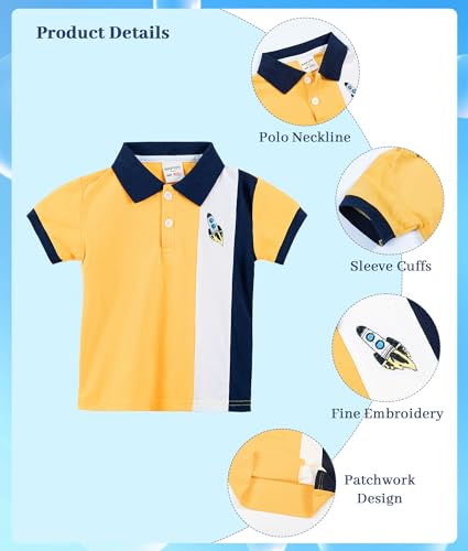 Ensemble polo manches courtes bébé garçon au design patchwork moderne