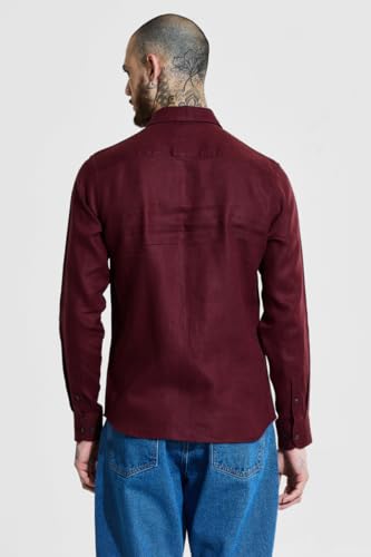 Image of SNITCH Men Casual Shirt | Slim Fit Full Sleeve Classic Collar Solid Pattern | 100% Linen, Breathable & Lightweight Fabric, Machine Washable