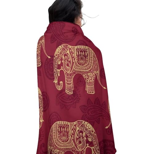 Couverture ronde en flanelle éléphant de 140 cm pour canapé - 5