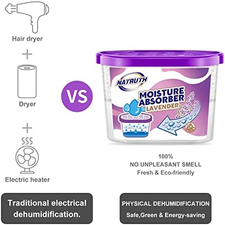 NATRUTH 500mL Lavender Moisture Absorber boxes , Closet Dehumidifier, Eradicate Odor,Dehumidifiers and Air Freshener for Closet ,Shoes Box, Bathrooms, Kitchen & Study, Boats,RVs