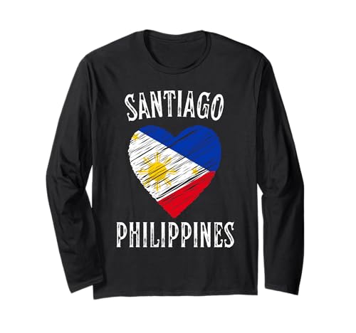 Philippines Flag Heart Santiago City Manga Larga