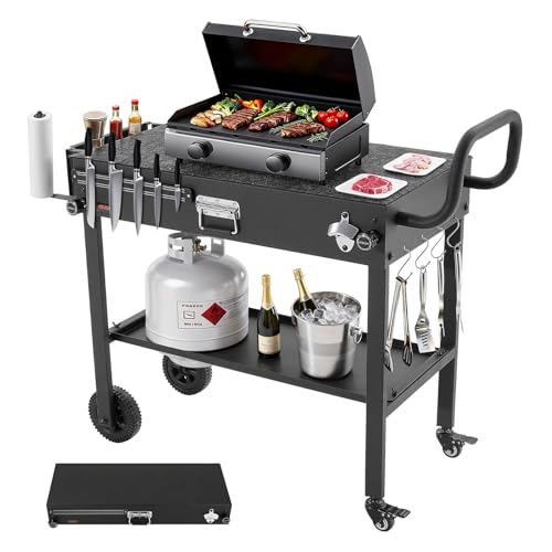 VEVOR Desserte de Jardin pour Plancha Pliable, Chariot de Barbecue Plan de Travail 78,7x43,2 cm, pour Préparation de Cuisine BBQ Terrasse Extérieur, avec...