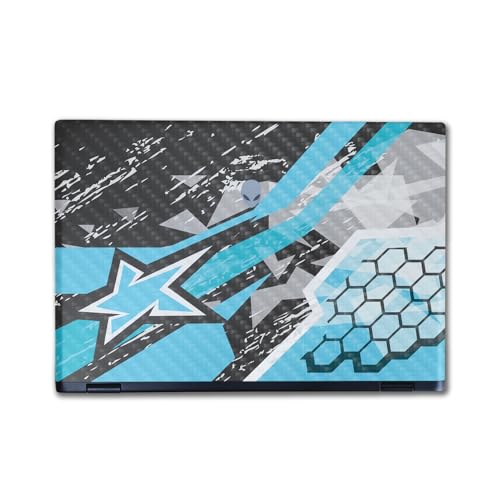 Image of Carbon Fiber Laptop Skin Compatible with Alienware M16 R2 (2024) - Grunge Cyan - Premium 3M Vinyl Protective Wrap Decal Cover - Easy to Apply | Crafted in The USA by MightySkins
