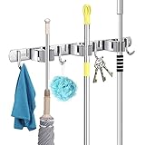 Broom Mop Holder Wall Mount 16' Installation Broom Mop Hanger Organizer Stainless Steel 3 Racks 4...