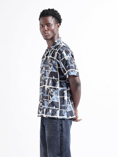 Chemise col cubain coupe décontractée avec imprimé original - 2