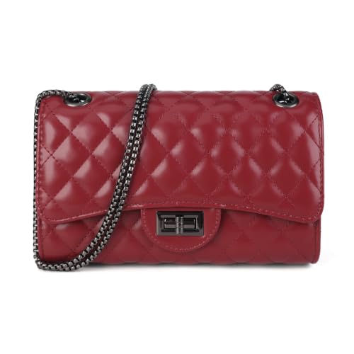 Image of Gladdon Quilted Crossbody Purse for Women Trendy Shoulder Bags | Stylish Shoulder Purse,Quilted Pattern,Structured bag,Chain Strap,Spacious Enough,Casual and Dressy Outfits,Any Occasion