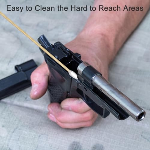 Gun Cleaning Swabs, Dual - Ends Tips, 6 Inch Gun Cleaning Supplies, Long Cotton Swabs with Bamboo Sticks in A Storage Case for Gun Cleaning and Maintenance