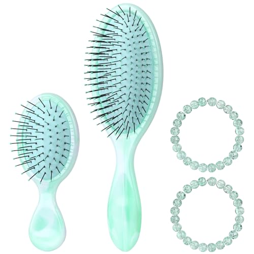 Daily Gard Detangler & Mini Hair Brush Set, Detangling Hairbrushes for Women Men Kids,Wet/Dry/Curly/Thick/Long/Wavy/Damaged Hair, Green Hair Brush