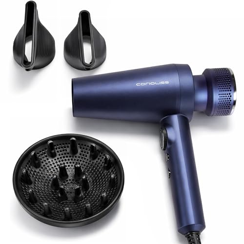 Corioliss Mistral Secador de Pelo Profesional 2000W, Potente, Ligero y Silencioso, Motor BLDC Iónico Antiencrespamiento con Difusor y 2 Boquillas