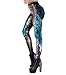 Produktbild Mat Nina Damen Meerjungfrau Glanz Leggings Fisch Schuppen Glänzend Strumpfhose Mermaid Hüfthose Skinny Hose (XL, Blau)