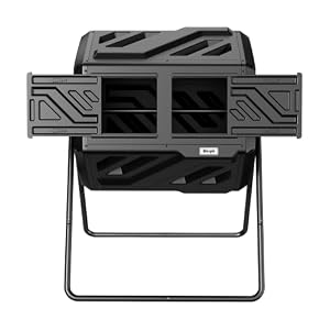 Werph 43 Gal Dual Chamber Compost Bin Tumbler for Backyard Garden, Black